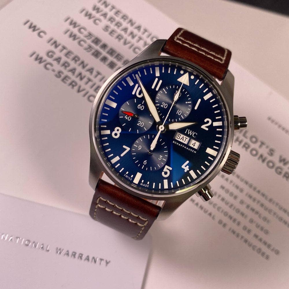 IWC Pilot’s Watch Chronograph Edition “Le Petit Prince” Blue Dial Brown Leather Strap Watch for Men - IW377714