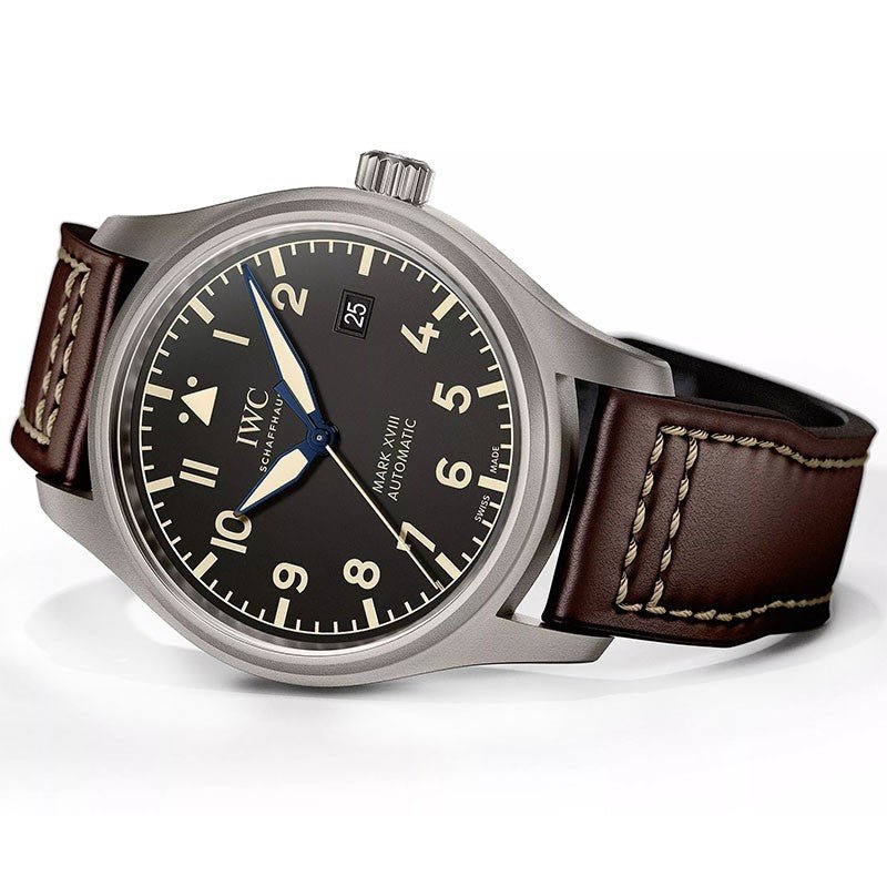 IWC Pilot's Watch Mark XVIII 40mm Black Dial Brown Leather Strap Watch for Men - IW327006