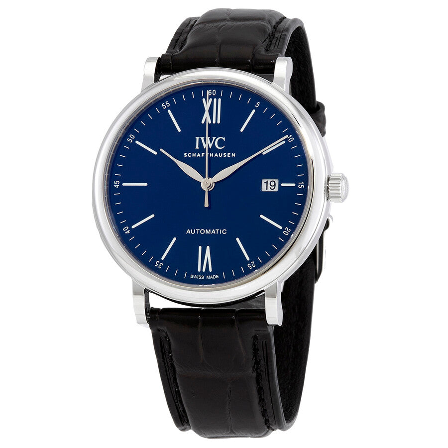 IWC Portofino '150 Years Edition' Automatic Blue Dial Black Leather Strap Watch for Men - IW356518