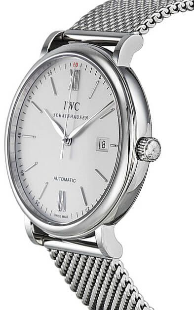 IWC Portofino Automatic White Dial Silver Mesh Bracelet Watch for Men - IW356505