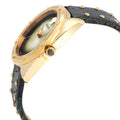 Versace Shadov Quartz Gold Dial Black Leather Strap Watch for Women - VEBM01118