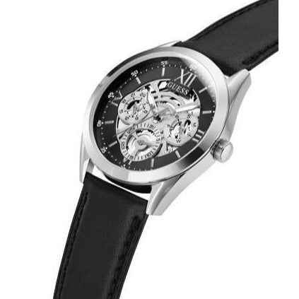 Guess Tailor Multifunction Black Dial Black Leather Strap Watch for Men - GW0389G1