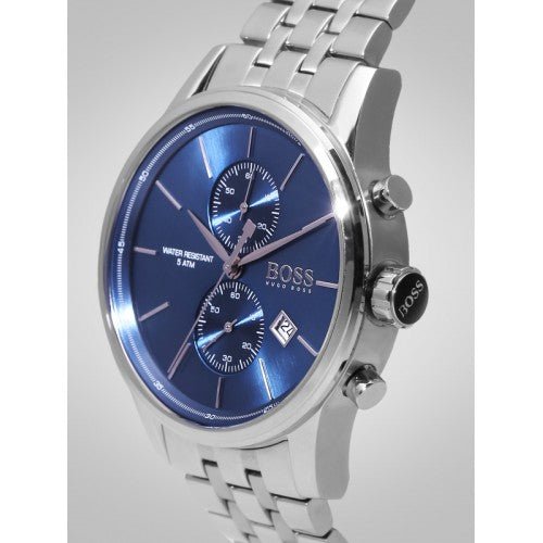 Hugo Boss Jet Chronograph Blue Dial Silver Steel Strap Watch for Men - 1513384