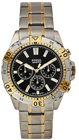 Fossil Garrett Analog Black Dial Two Tone Steel Strap Watch for Men - FS5771