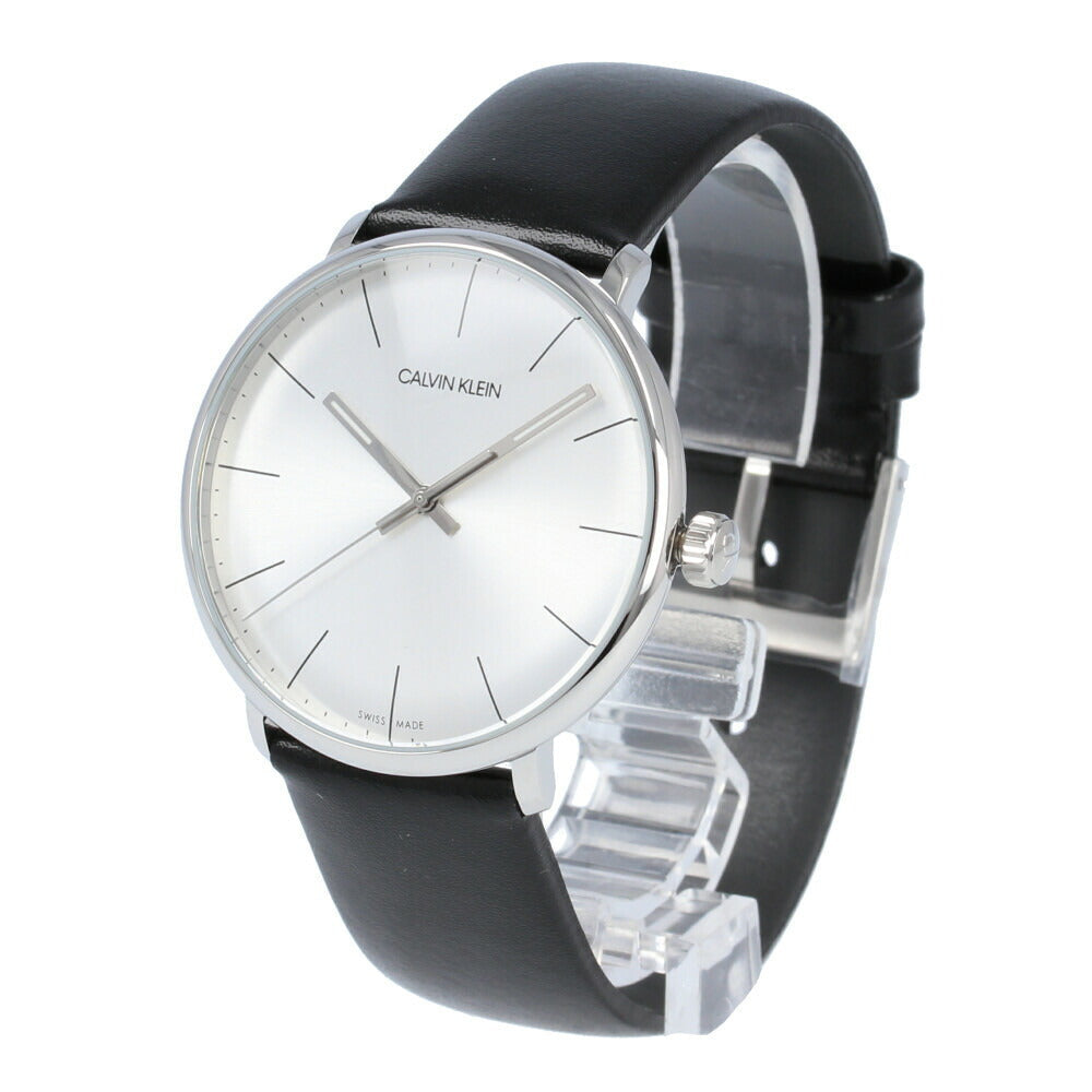 Calvin Klein High Noon Quartz White Dial Black Leather Strap Watch for Men - K8M211C6