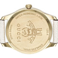 Gucci G Timeless Quartz Gold Dial Beige Leather Strap Watch For Women - YA1264180