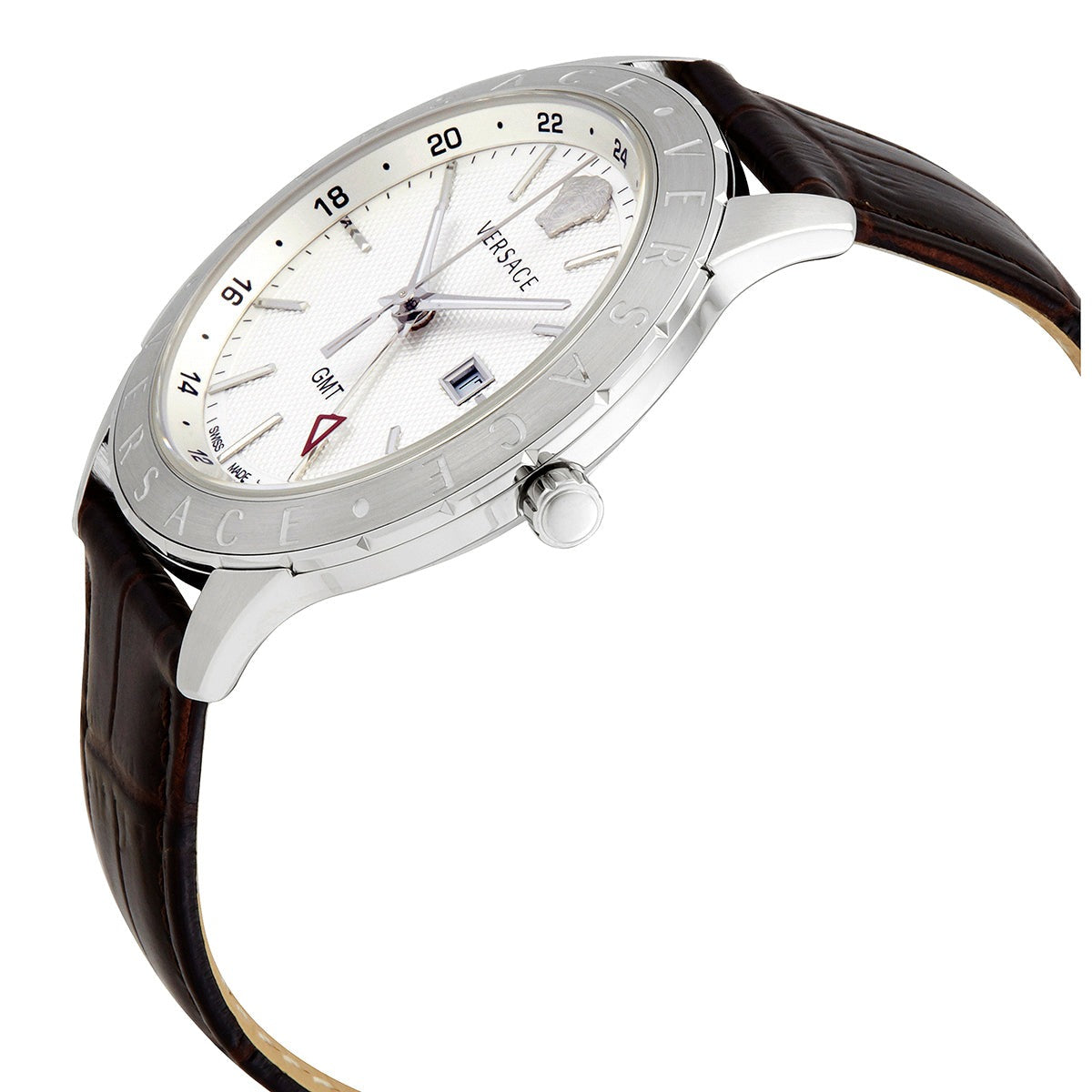 Versace Univers White Dial Brown Leather Strap Watch for Men - VEBK00118