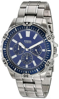 Fossil Garrett Chronograph Blue Dial Silver Steel Strap Watch for Men - FS5623