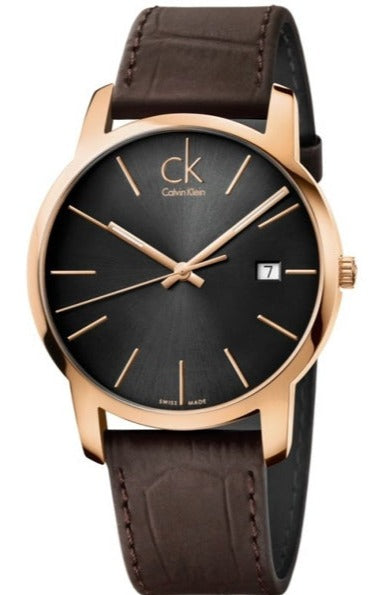 Calvin Klein City Chronograph Brown Dial Brown Leather Strap Watch for Men - K2G2G6G3