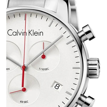 Calvin Klein City Chronograph White Dial Silver Steel Strap Watch for Men - K2G271Z6