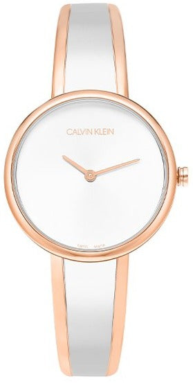 Calvin Klein Seduce Silver Dial Two Tone Steel Strap Watch for Women - K4E2N61Y