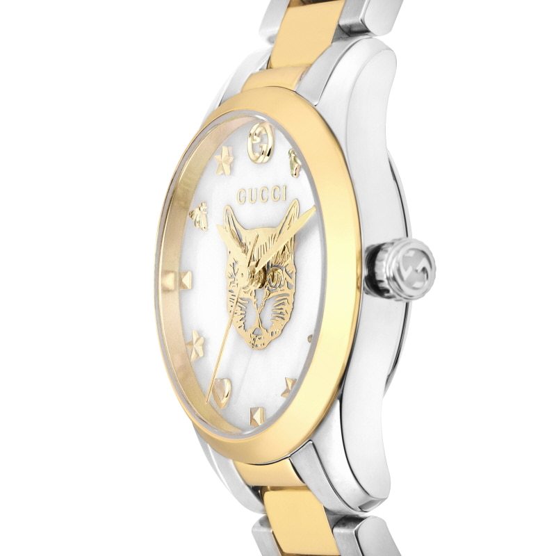 Gucci G Timeless Quartz Mother of Pearl Dial Two Tone Steel Strap Watch For Women - YA1265012