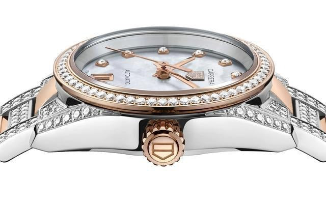 Tag Heuer Carrera Date Automatic Diamonds Mother of Pearl Dial Two Tone Steel Strap Watch for Women - WBN2451.BD0567