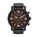 Fossil Nate Chronograph Black Dial Black Steel Strap Watch for Men - JR1356