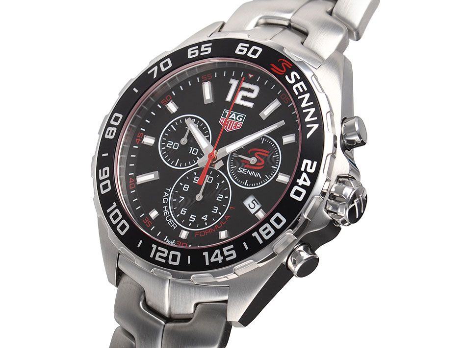 Tag Heuer Senna Chronograph Special Edition Black Dial Silver Steel Strap Watch for Men - CAZ1015.BA0883