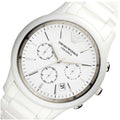 Emporio Armani Ceramica Chronograph White Dial White Steel Strap Watch For Men - AR1453