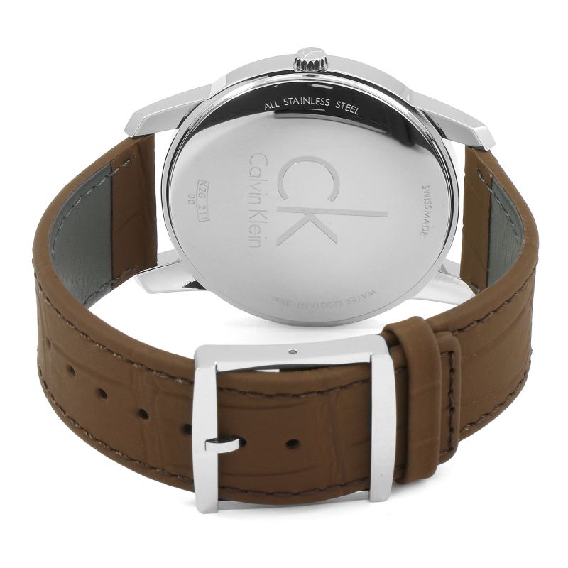 Calvin Klein City Brown Dial Brown Leather Strap Watch for Men - K2G211GK