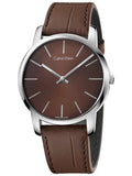 Calvin Klein City Brown Dial Brown Leather Strap Watch for Men - K2G211GK