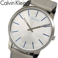 Calvin Klein City Silver Dial Grey Leather Strap Watch for Men - K2G211Q4