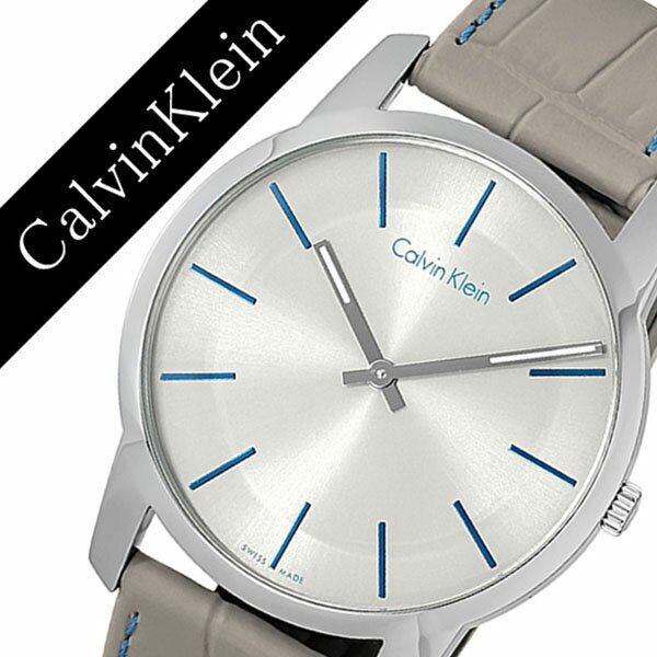 Calvin Klein City Silver Dial Grey Leather Strap Watch for Men - K2G211Q4