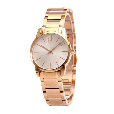 Calvin Klein City Mother of Pearl White Dial Rose Gold Steel Strap Watch for Women - K2G23646