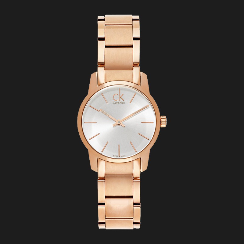 Calvin Klein City Mother of Pearl White Dial Rose Gold Steel Strap Watch for Women - K2G23646