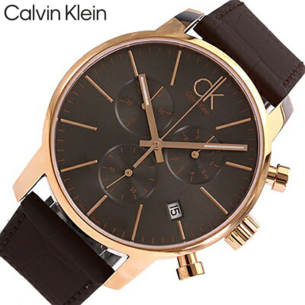 Calvin Klein City Chronograph Black Dial Brown Leather Strap Watch for Men - K2G276G3