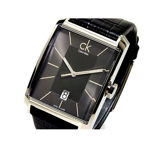 Calvin Klein Window Black Dial Black Leather Strap Watch for Men - K2M21107