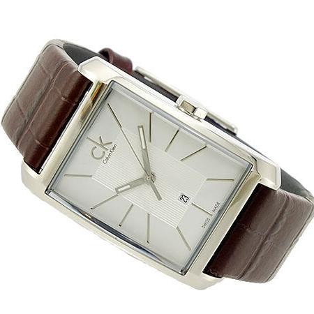 Calvin Klein Window Silver Dial Brown Leather Strap Watch for Women - K2M23126