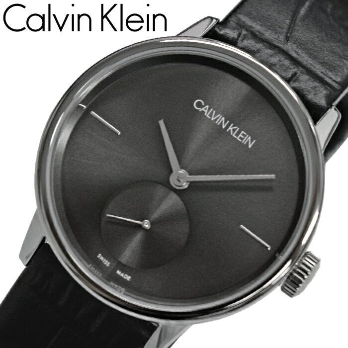 Calvin Klein Accent Black Dial Black Leather Strap Watch for Women - K2Y231C3