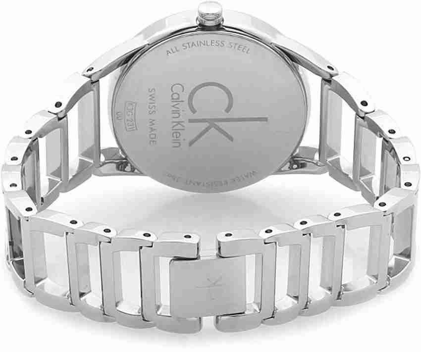 Calvin Klein Stately Black Dial Silver Steel Strap Watch for Women - K3G23121