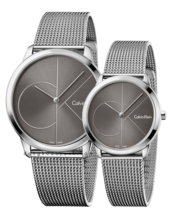 Calvin Klein Minimal Gray Dial Silver Mesh Bracelet Watch for Men - K3M21123