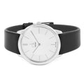 Calvin Klein Minimalist Silver Dial Black Leather Strap Watch for Men - K3M211C6