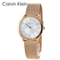 Calvin Klein Minimal White Dial Rose Gold Mesh Bracelet Watch for Women - K3M22Y2X