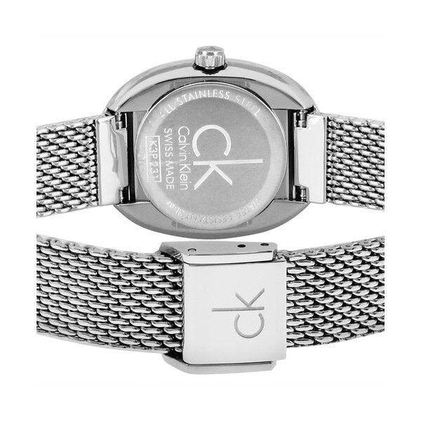 Calvin Klein Incentive Black Dial Silver Mesh Bracelet Watch for Women - K3P23121