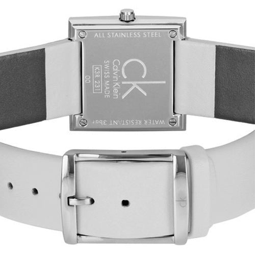 Calvin Klein Mark Silver Dial White Leather Strap Watch for Women - K3R231L6