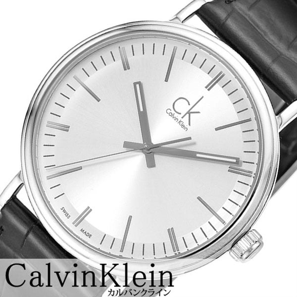 Calvin Klein Surround Silver Dial Black Leather Strap Watch for Men - K3W211C6