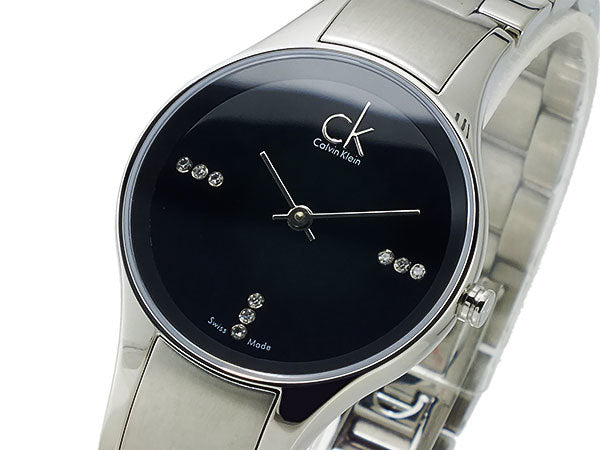 Calvin Klein Simplicity Diamonds Black Dial Silver Steel Strap Watch for Women - K4323102