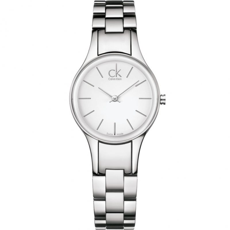 Calvin Klein Simplicity White Dial Silver Steel Strap Watch for Women - K4323126