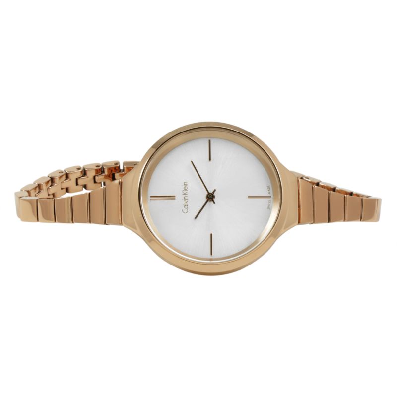 Calvin Klein Lively White Dial Rose Gold Steel Strap Watch for Women - K4U23626