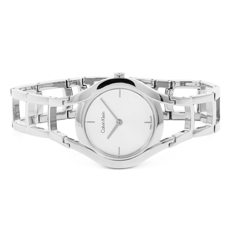 Calvin Klein Class White Dial Silver Steel Strap Watch for Women - K6R23126