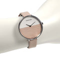 Calvin Klein Rise White Beige Dial Beige Leather Strap Watch for Women - K7A231XH