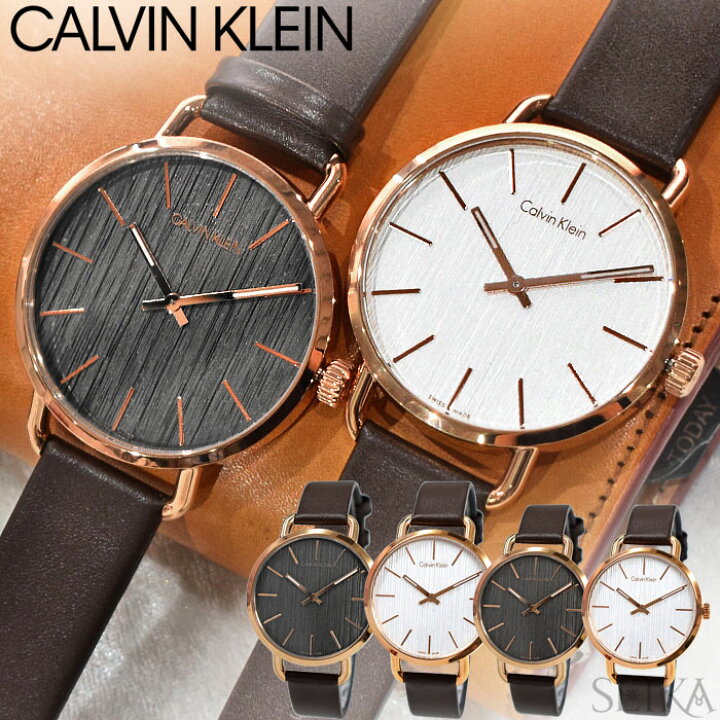 Calvin Klein Even Grey Dial Brown Leather Strap Watch for Women - K7B236G3