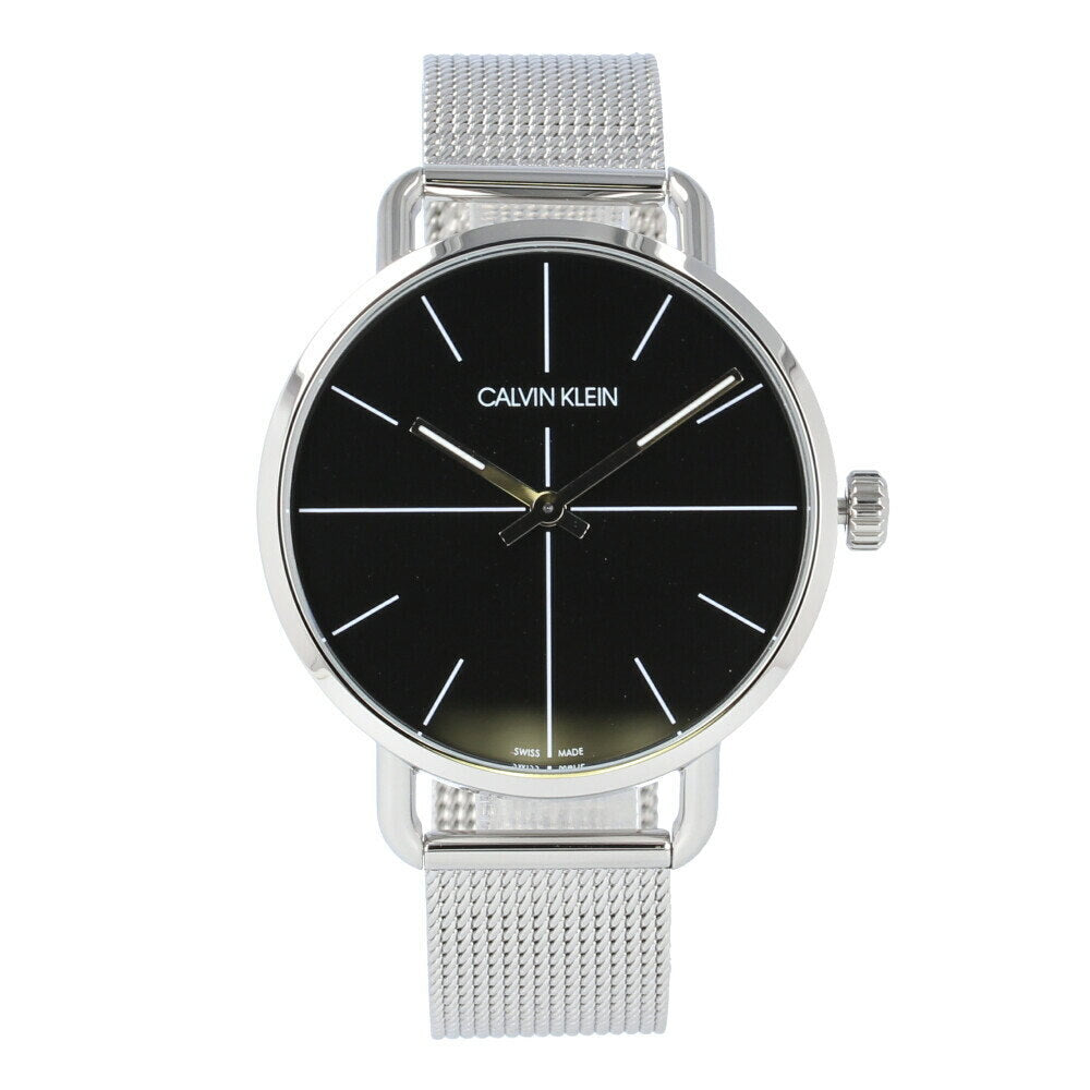 Calvin Klein Even Black Dial Silver Mesh Bracelet Watch for Women - K7B21121