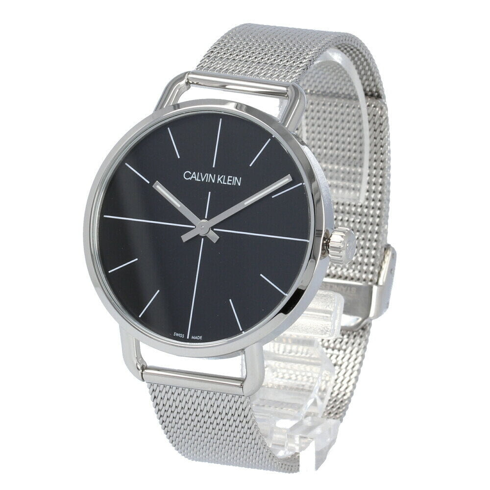 Calvin Klein Even Black Dial Silver Mesh Bracelet Watch for Women - K7B21121