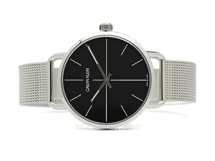 Calvin Klein Even Black Dial Silver Mesh Bracelet Watch for Women - K7B21121