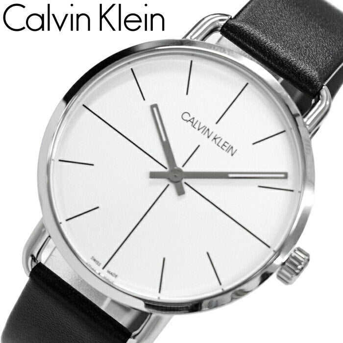 Calvin Klein Even Silver Dial Black Leather Strap Watch for Men - K7B211CY