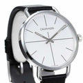 Calvin Klein Even Silver Dial Black Leather Strap Watch for Men - K7B211CY