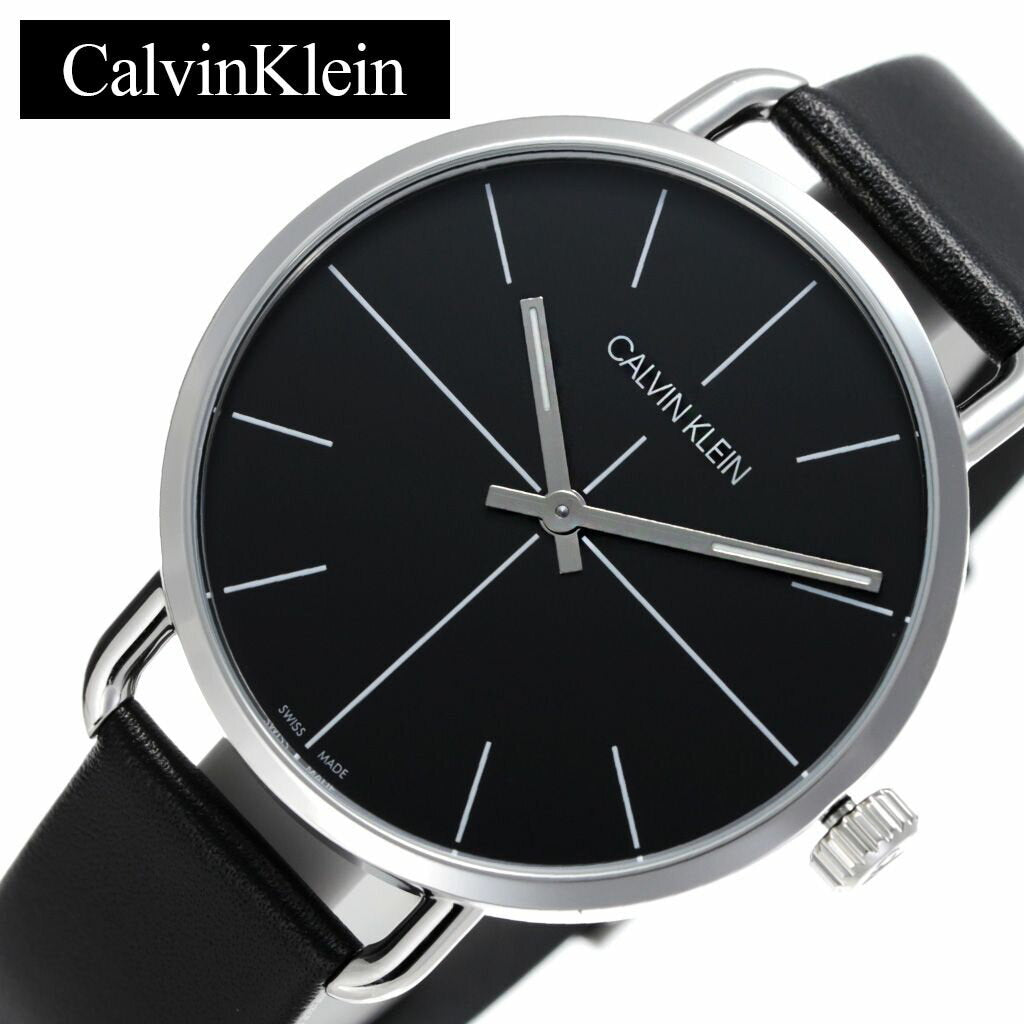 Calvin Klein Evan Black Dial Black Leather Strap Watch for Men - K7B211CZ