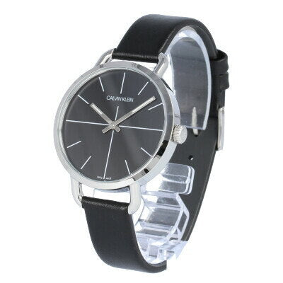 Calvin Klein Even Black Dial Black Leather Strap Watch for Women  - K7B231CZ